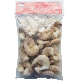 Tīģergarneles čaumalā bez galvas 16/20, viegli lobāmas, saldētas, 1kg (25% glazūra)