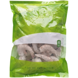 Tīģergarneles čaumalā bez galvas 16/20, viegli lobāmas, saldētas, 1kg (25% glazūra)