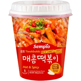 Ātri pagatavojamas rīsu kūciņas garšvielu mērcē, Tteokbokki, asas un pikantas, 160g