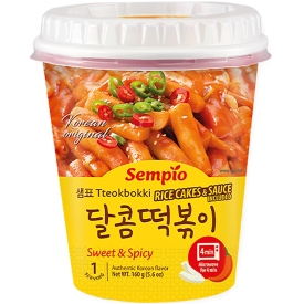 Ātri pagatavojamas rīsu kūciņas garšvielu mērcē, Tteokbokki, saldas un pikantas, 160g